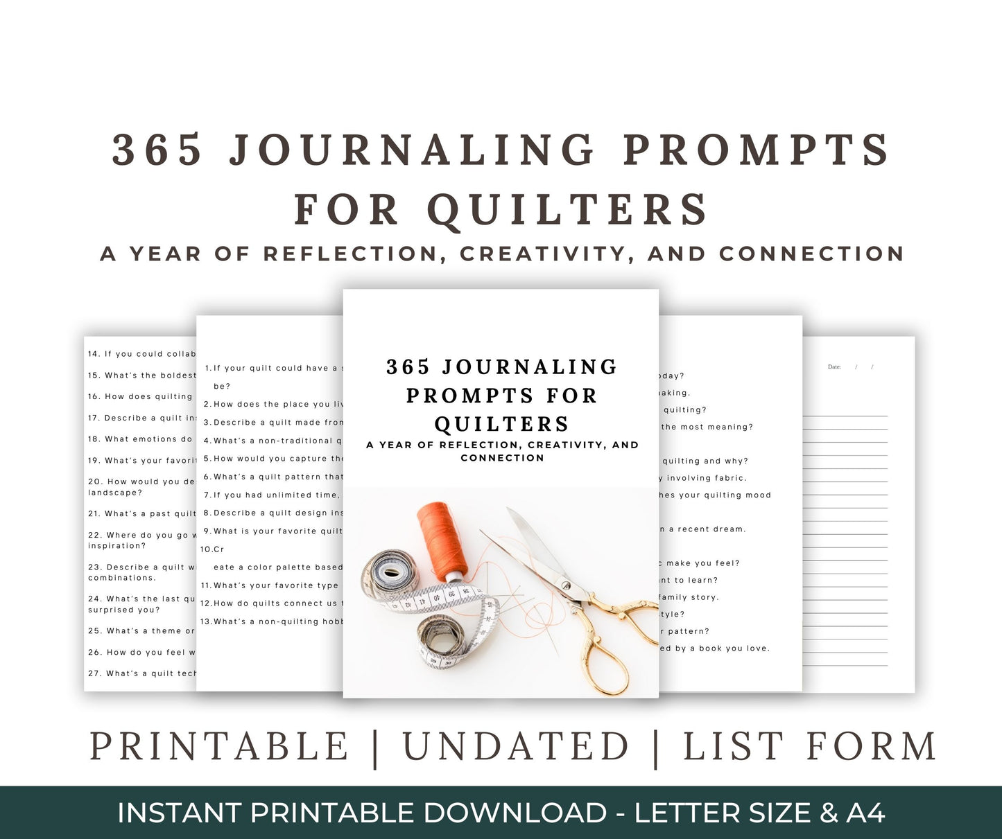 365 Daily Quilting Journal Prompts – A Year of Creative Reflection & Inspiration (Digital Download)