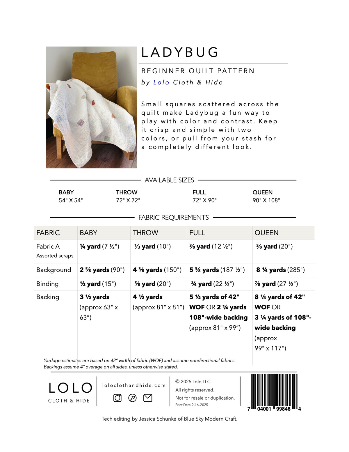 Ladybug Modern Geometric Quilt Pattern | Beginner-Friendly