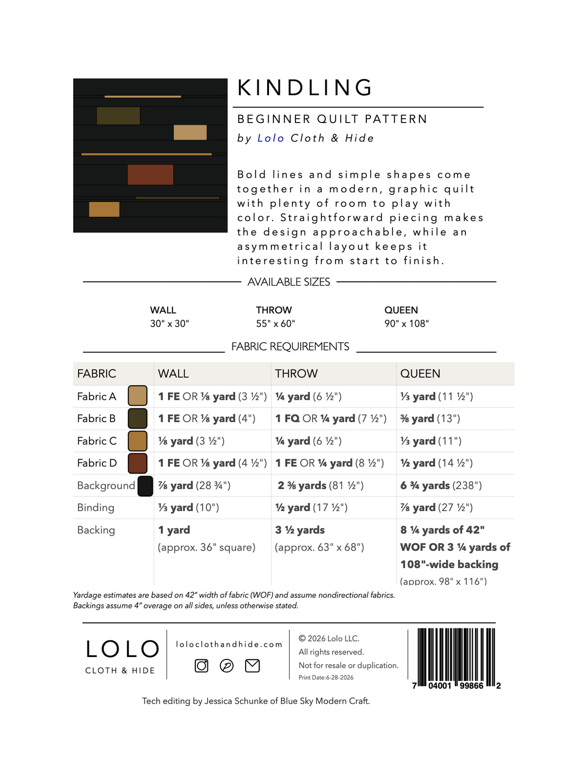 Kindling Modern Minimalist Quilt Pattern | Beginner-friendly