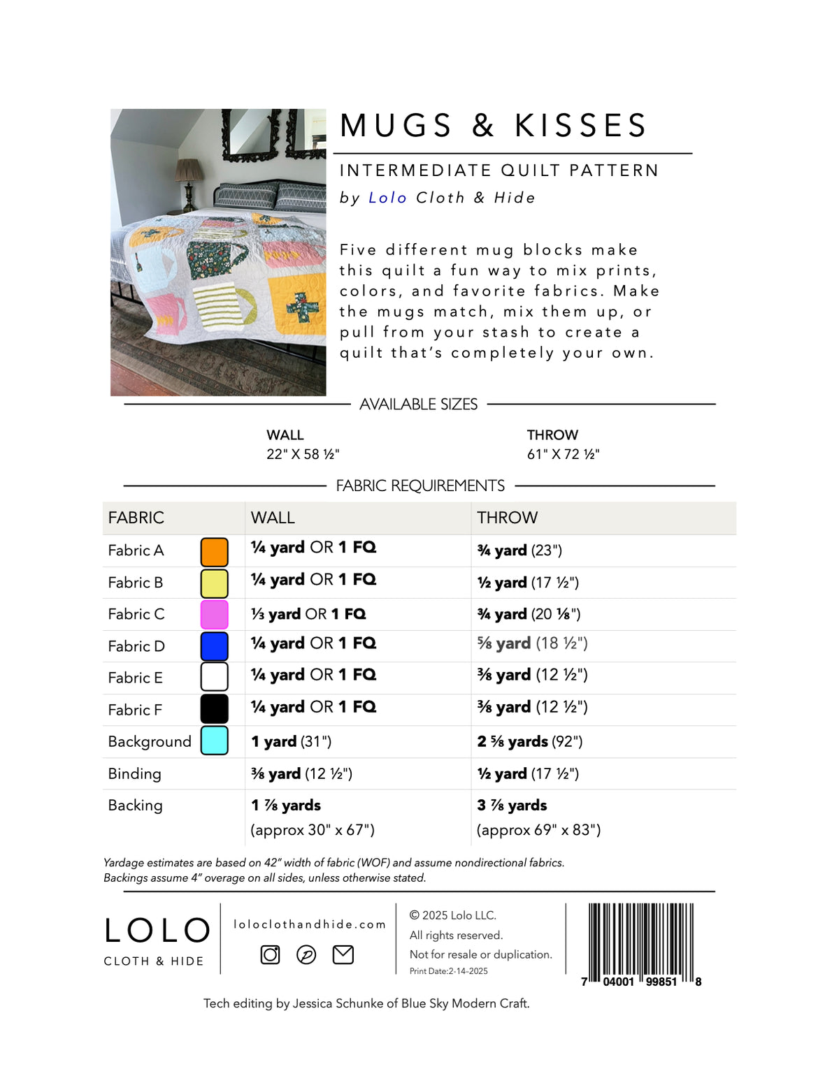 Mugs & Kisses Modern Mug Quilt Pattern | Scrap-Friendly
