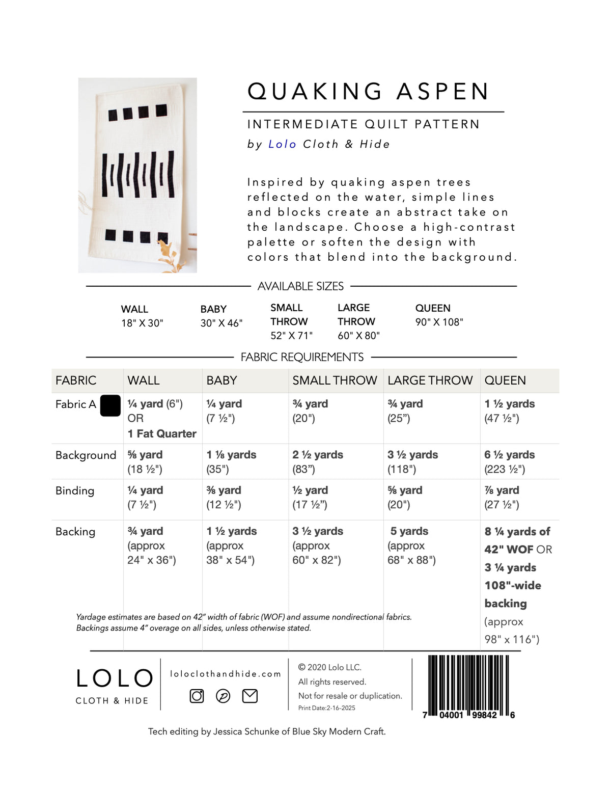 Quaking Aspen Modern Quilt Pattern, Digital Download