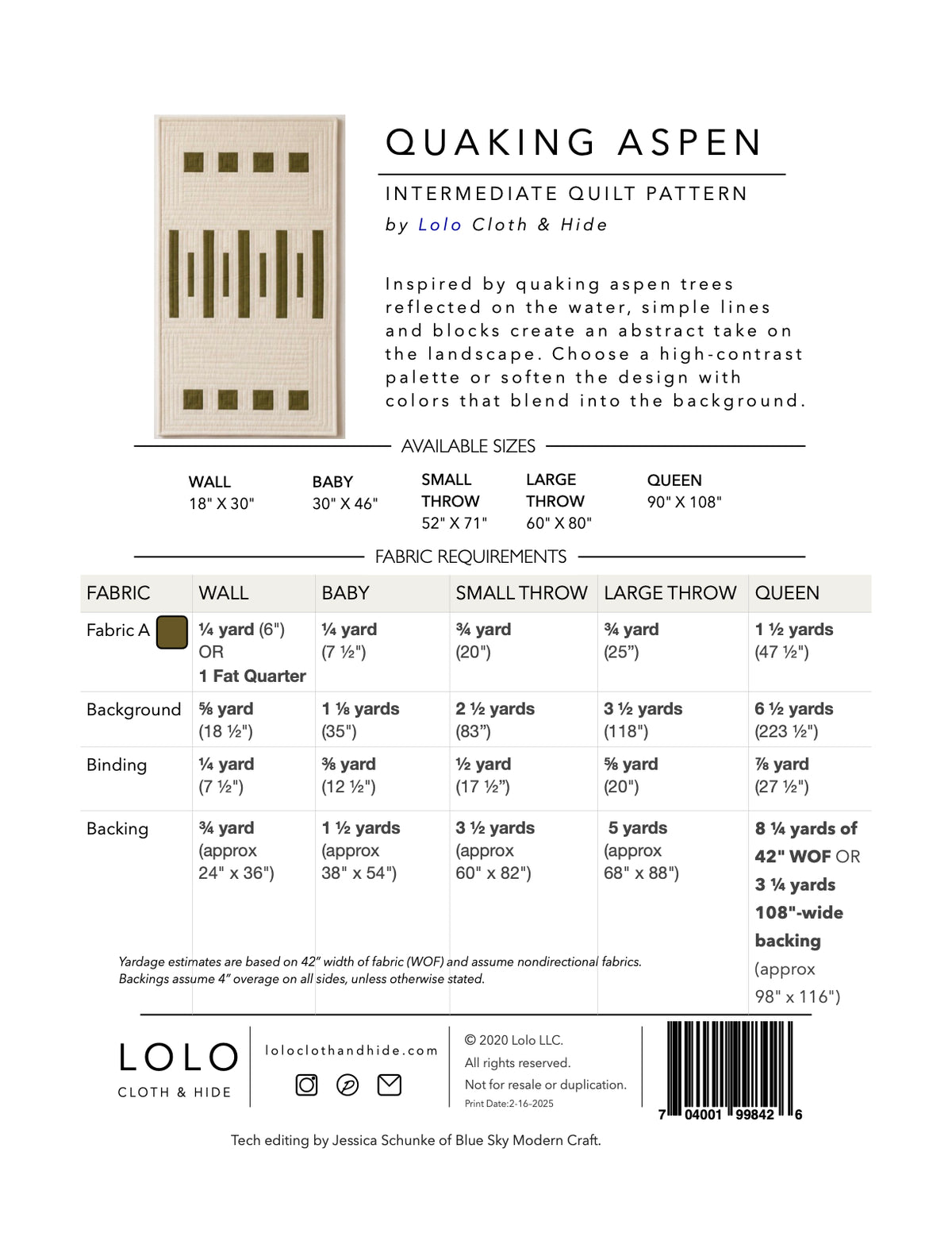 Quaking Aspen Modern Quilt Pattern, Digital Download