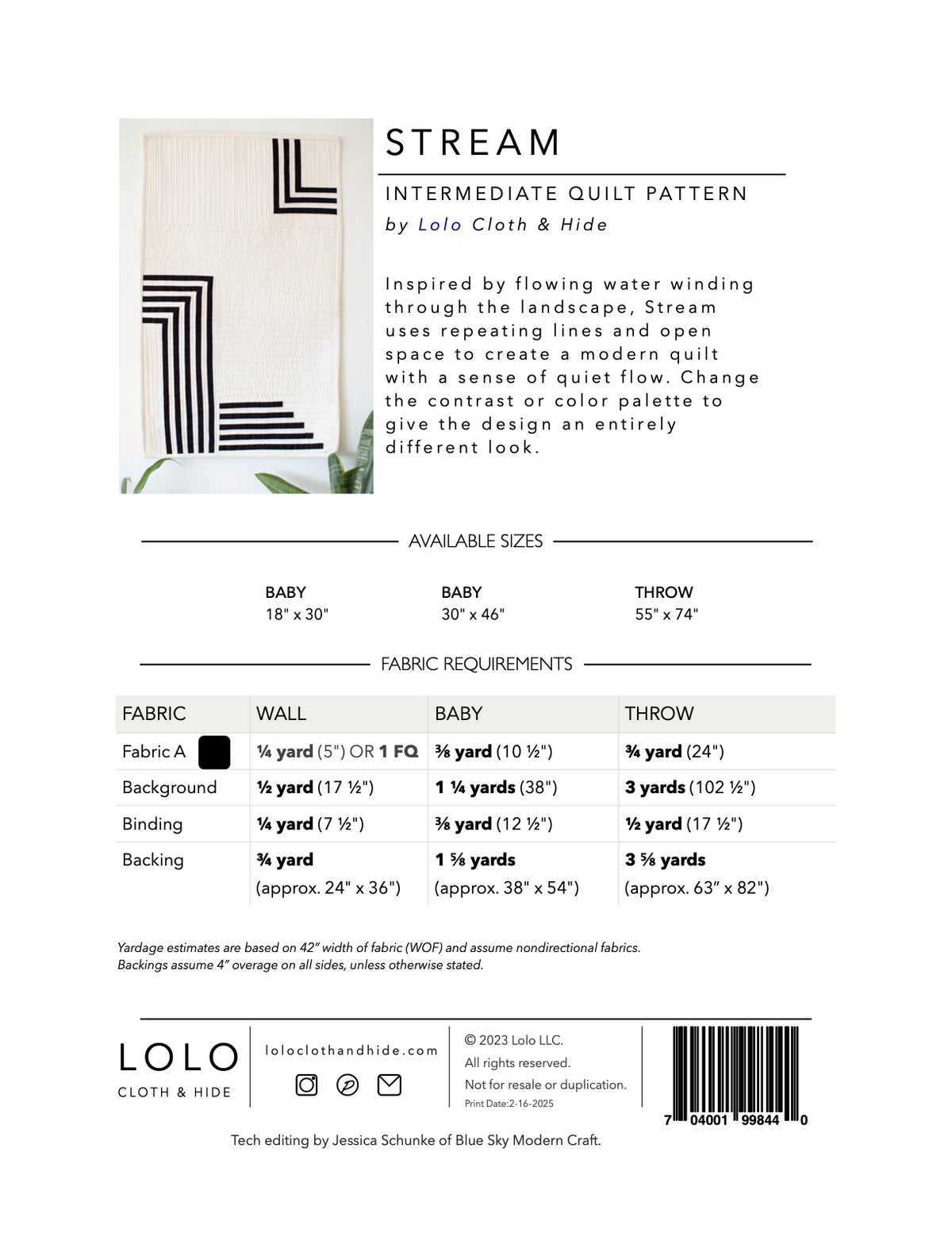 Stream Modern Geometric Quilt Pattern | Wall, Baby & Throw