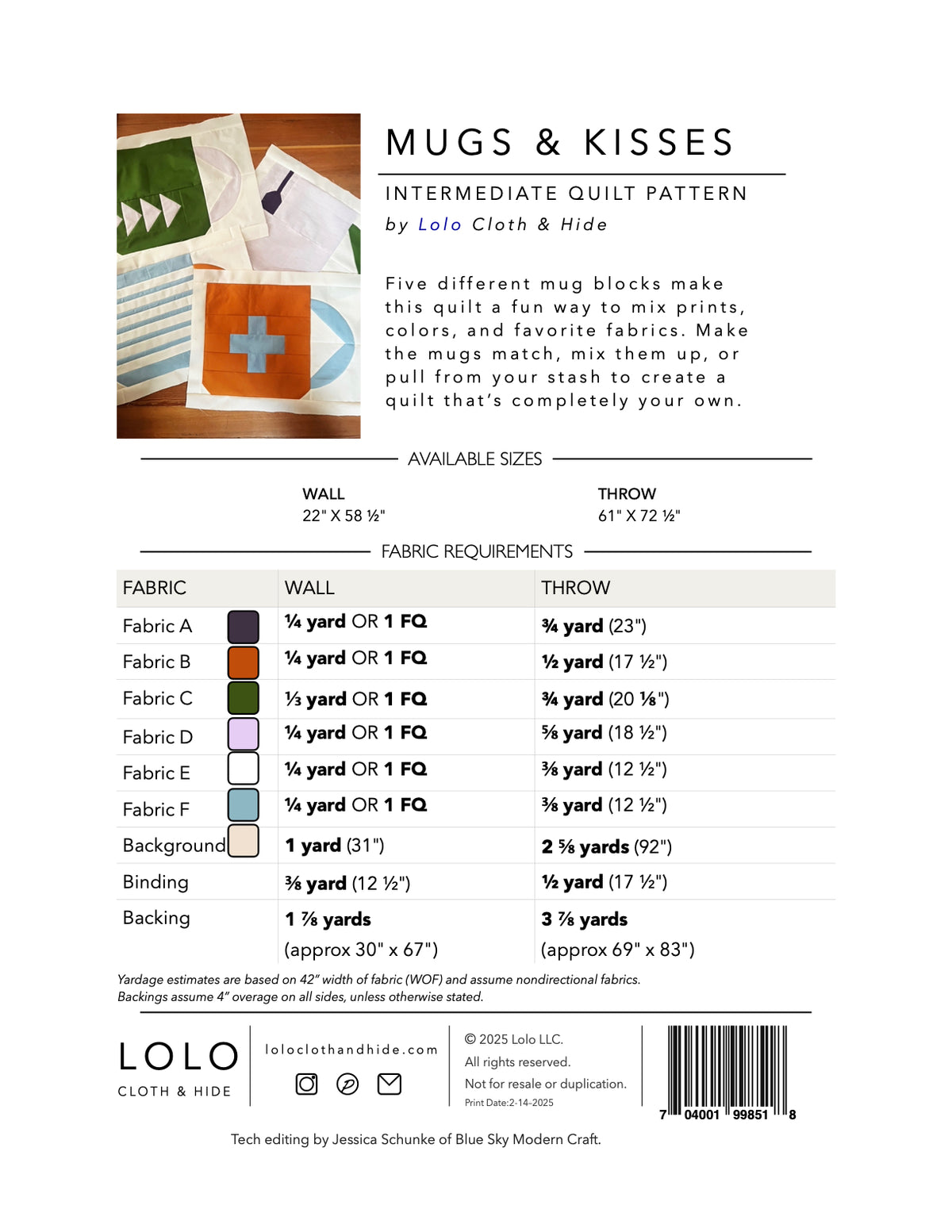 Mugs & Kisses Modern Mug Quilt Pattern | Scrap-Friendly